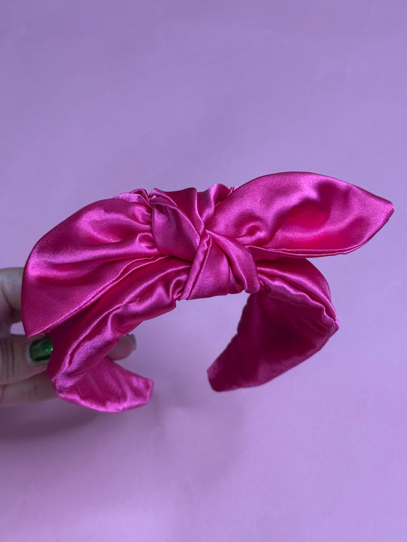 Diadema rosa fuschia con lazo