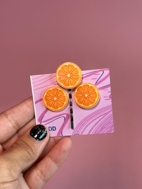 Orange Earring & Hair Clip